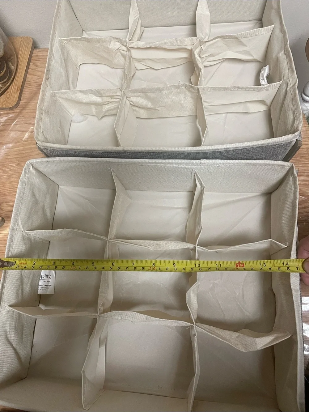 9-Compartment Fabric Storage Organizer - Cream